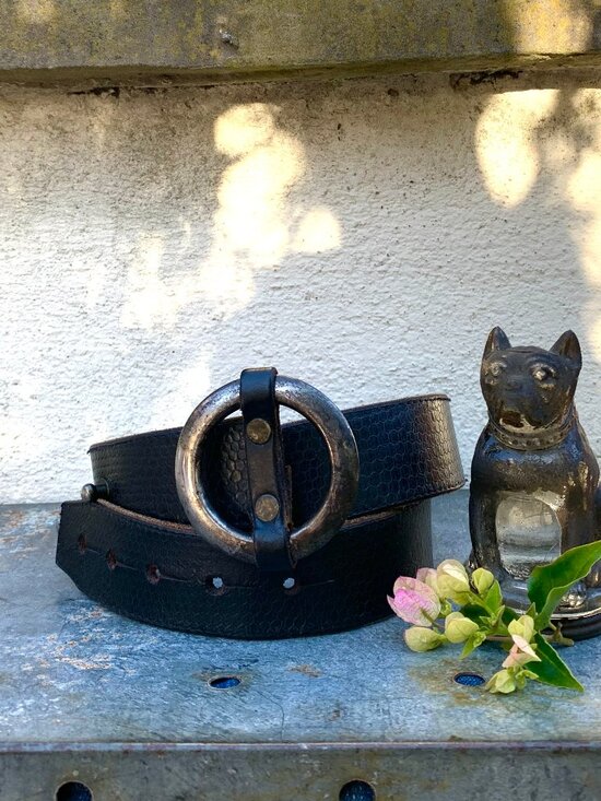 Vintage HTC Hollywood Trading Company rock, punk, goth leather belt main image 10